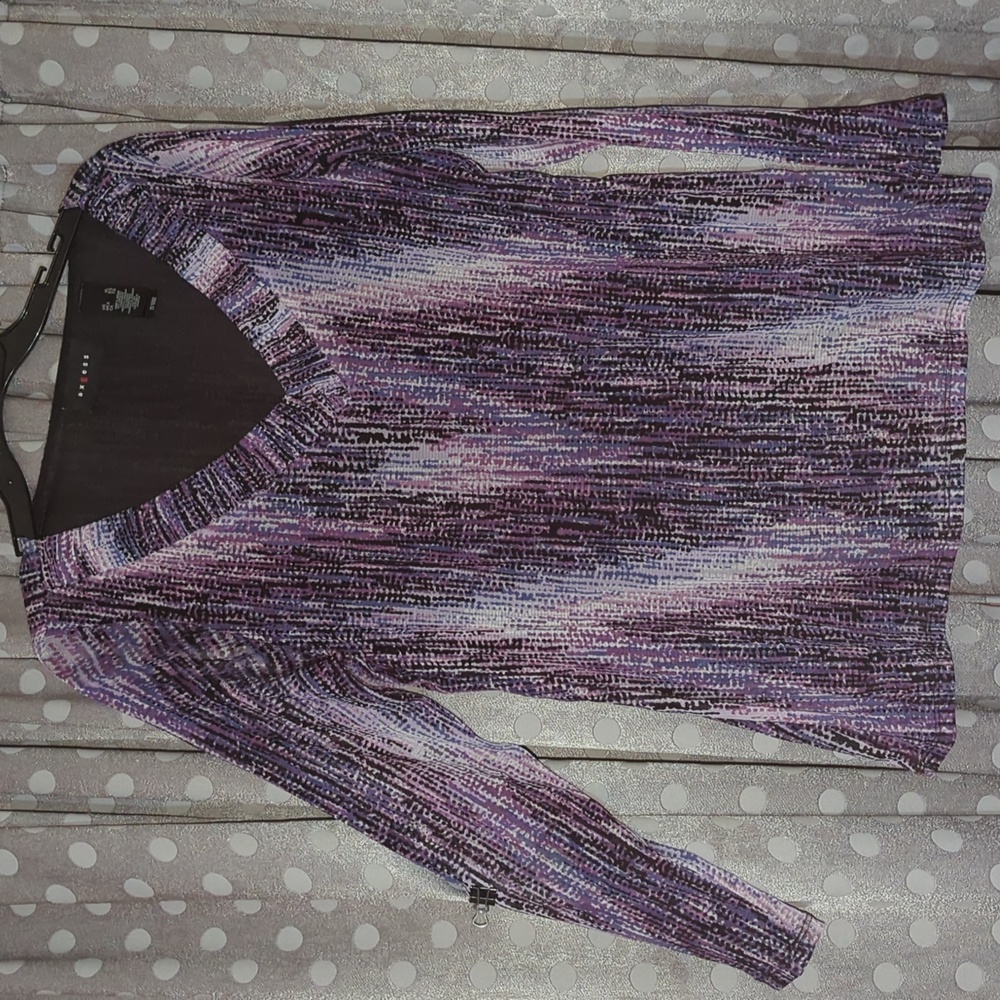 AXCESS Modern Mesh Long Sleeve V-Neck Top XL Pink Purple Black - New